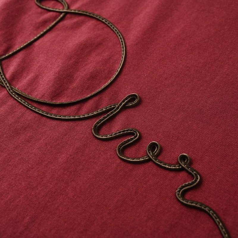 Dior Signature Script Embroidered Burgundy T-Shirt view