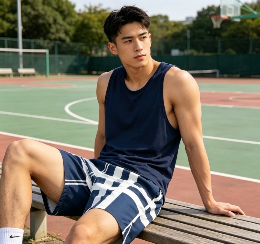 Nike Navy & White Striped Athletic Shorts