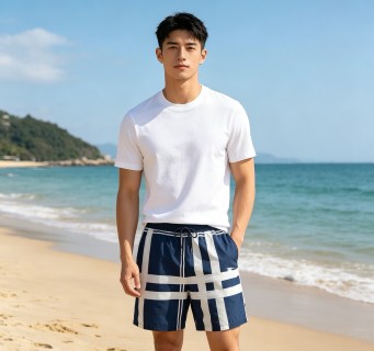 Nike Navy & White Striped Athletic Shorts view 2