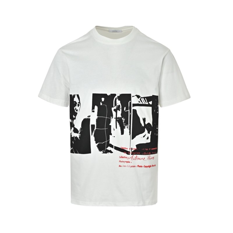 White Graphic Print T-Shirt with Black & Red Design view