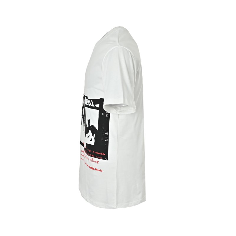 White Graphic Print T-Shirt with Black & Red Design view