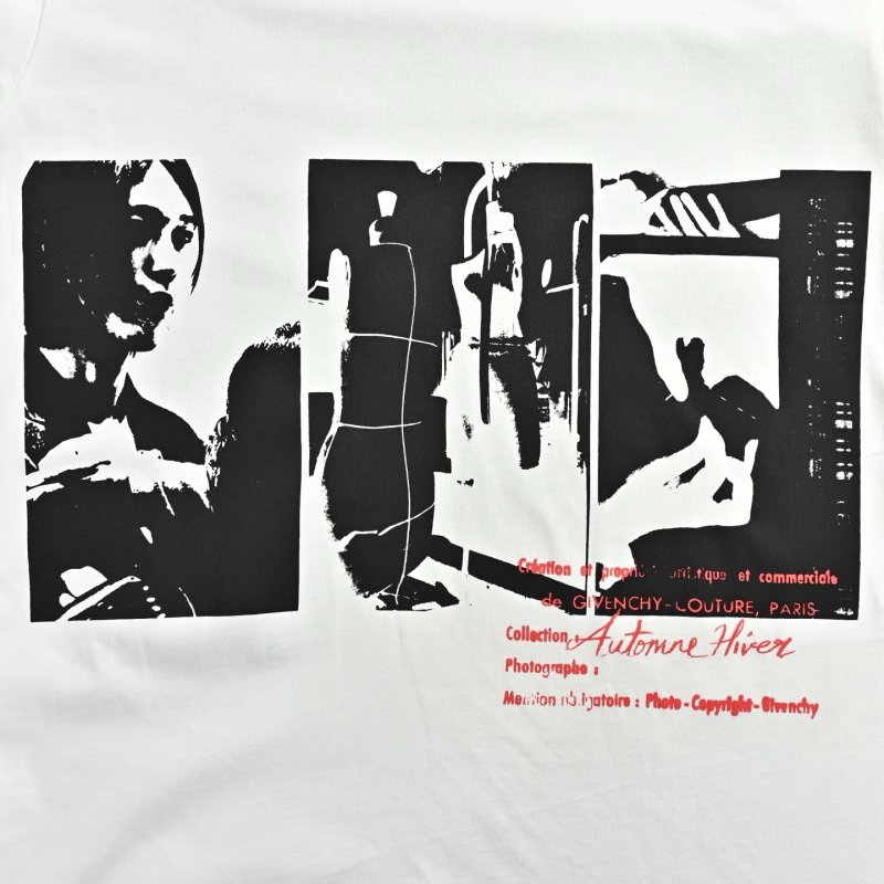White Graphic Print T-Shirt with Black & Red Design view