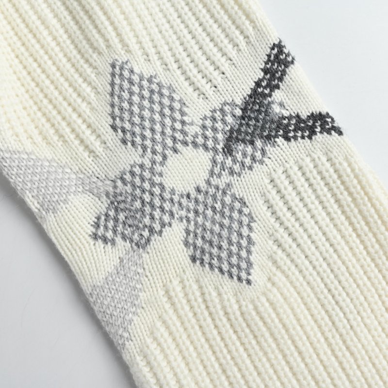 Cream Wool Blend Cardigan with Black Feather Intarsia Pattern view