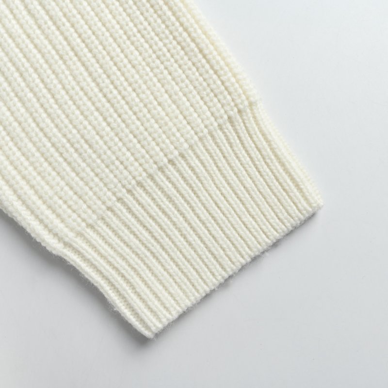 Cream Wool Blend Cardigan with Black Feather Intarsia Pattern view
