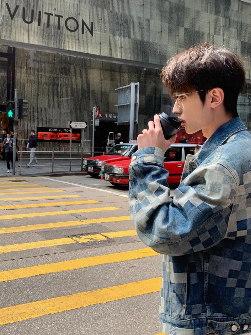 Louis Vuitton Checkered Denim Jacket Blue