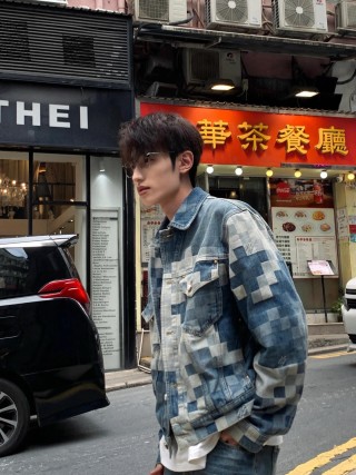 Louis Vuitton Checkered Denim Jacket Blue view 4