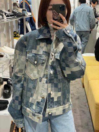 Louis Vuitton Checkered Denim Jacket Blue view 5