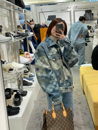 Louis Vuitton Checkered Denim Jacket Blue view 6