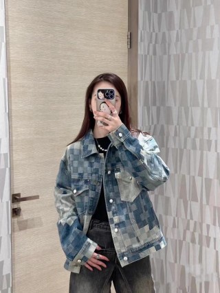 Louis Vuitton Checkered Denim Jacket Blue view 7
