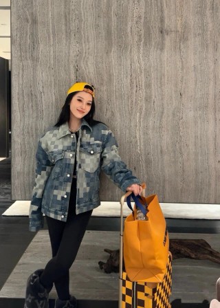 Louis Vuitton Checkered Denim Jacket Blue view 9