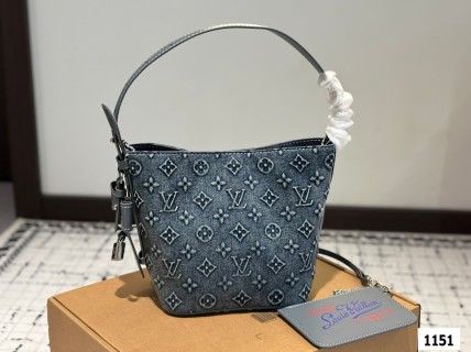 Louis Vuitton Denim Monogram Bucket Bag Blue view 1