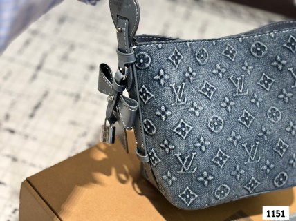 Louis Vuitton Denim Monogram Bucket Bag Blue view 3