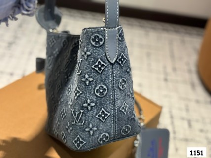 Louis Vuitton Denim Monogram Bucket Bag Blue view 5