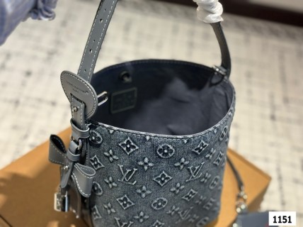 Louis Vuitton Denim Monogram Bucket Bag Blue view 9