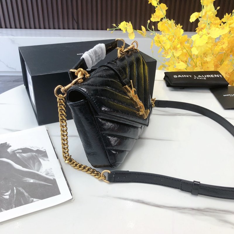 Saint Laurent College Mini Quilted Leather Crossbody Bag Black view