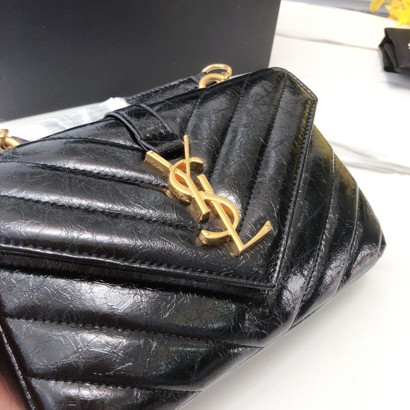 Saint Laurent College Mini Quilted Leather Crossbody Bag Black view