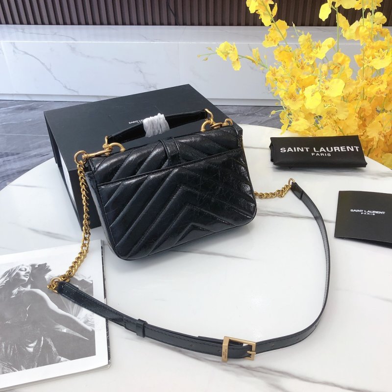 Saint Laurent College Mini Quilted Leather Crossbody Bag Black view