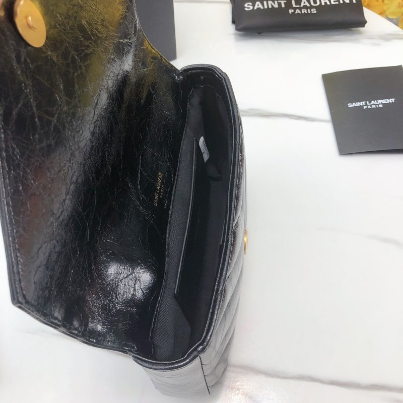 Saint Laurent College Mini Quilted Leather Crossbody Bag Black view