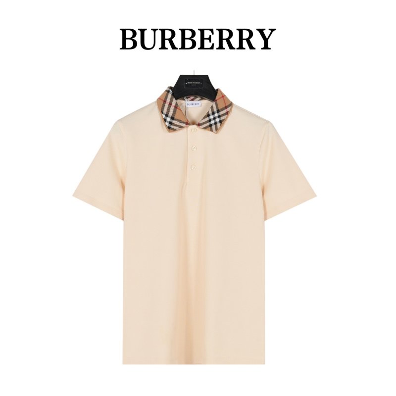 Cream Henley Short Sleeve T-Shirt with Plaid Collar view