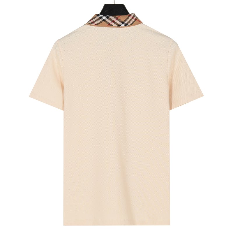 Cream Henley Short Sleeve T-Shirt with Plaid Collar view