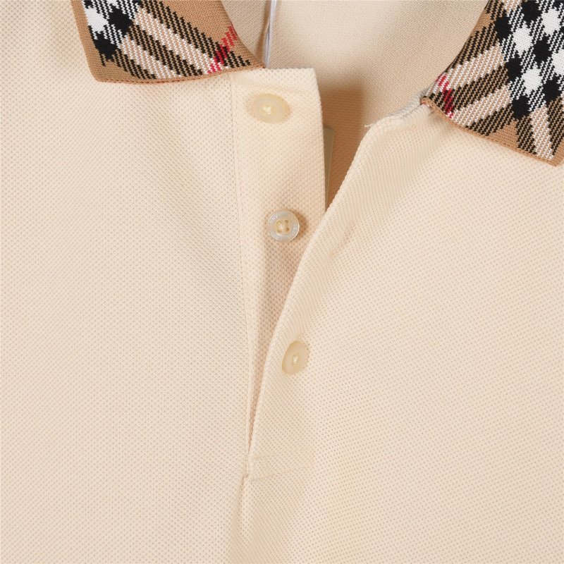 Cream Henley Short Sleeve T-Shirt with Plaid Collar view