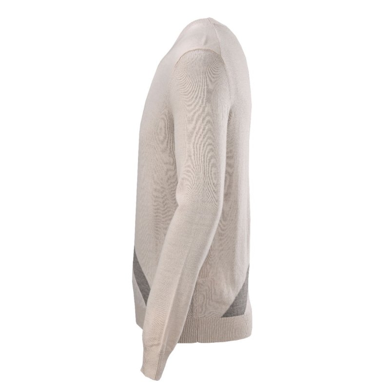 Fendi Diagonal Stripe Wool Blend Crew Neck Sweater Cream view
