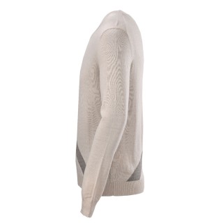 Fendi Diagonal Stripe Wool Blend Crew Neck Sweater Cream view 2