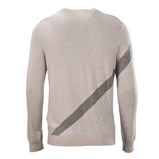 Fendi Diagonal Stripe Wool Blend Crew Neck Sweater Cream view 3