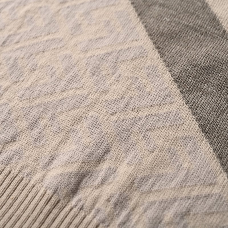 Fendi Diagonal Stripe Wool Blend Crew Neck Sweater Cream view