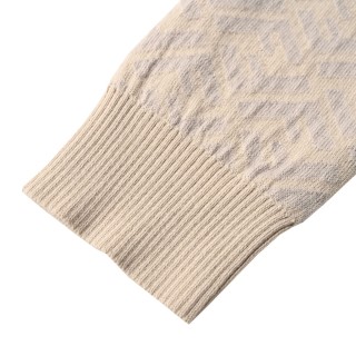 Fendi Diagonal Stripe Wool Blend Crew Neck Sweater Cream view 6