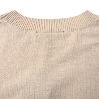 Fendi Diagonal Stripe Wool Blend Crew Neck Sweater Cream view 7
