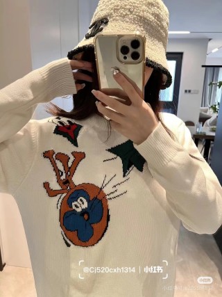 Louis Vuitton Cream Wool Blend Intarsia Knit Sweater view 1
