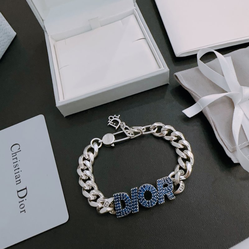 Dior Crystal Chain Bracelet Silver & Blue view