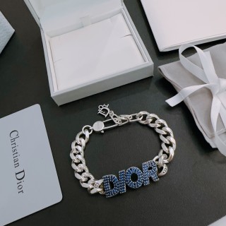Dior Crystal Chain Bracelet Silver & Blue view 2
