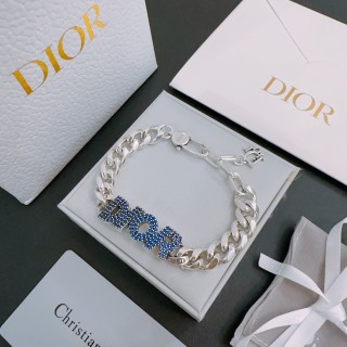 Dior Crystal Chain Bracelet Silver & Blue view 3