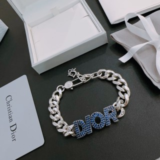 Dior Crystal Chain Bracelet Silver & Blue view 5