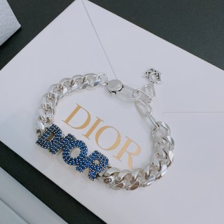Dior Crystal Chain Bracelet Silver & Blue view 6