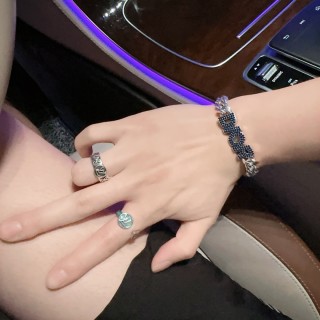 Dior Crystal Chain Bracelet Silver & Blue view 7