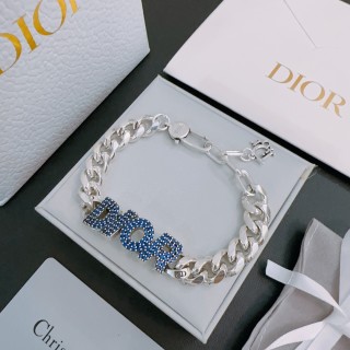 Dior Crystal Chain Bracelet Silver & Blue view 8