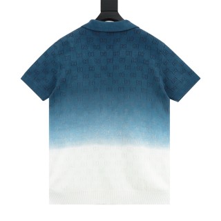 Gucci GG Gradient Knit Polo Shirt Navy to White view 2
