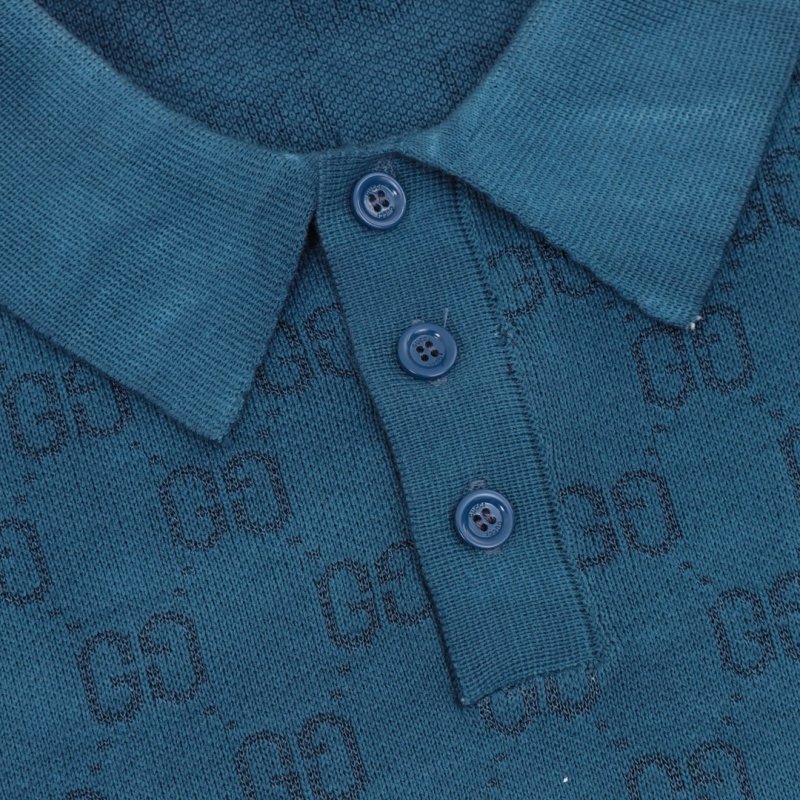 Gucci GG Gradient Knit Polo Shirt Navy to White view