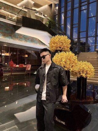 Prada Black Nylon Button-Up Shirt view 1
