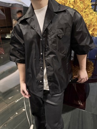Prada Black Nylon Button-Up Shirt view 2