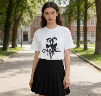 Chanel Bicycle Print White T-Shirt