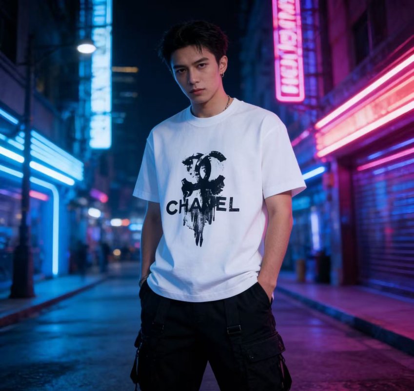 Chanel Bicycle Print White T-Shirt view