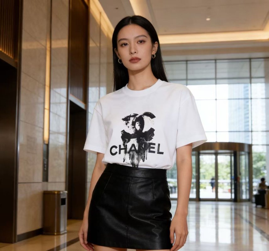 Chanel Bicycle Print White T-Shirt view