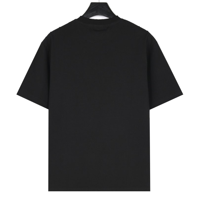 Black Graphic Cityscape T-Shirt with Pink Script Print view