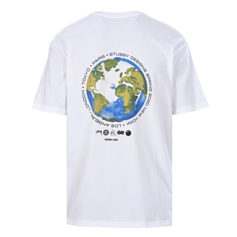 Stüssy World Globe White T-Shirt view