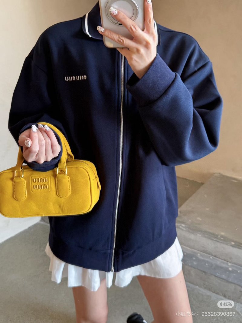 Miu Miu Navy Zip-Up Oversized Jacket