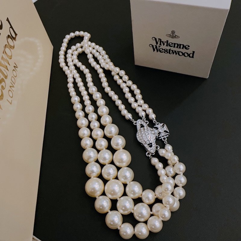 Vivienne Westwood Saturn Pearl Multi-Strand Necklace
